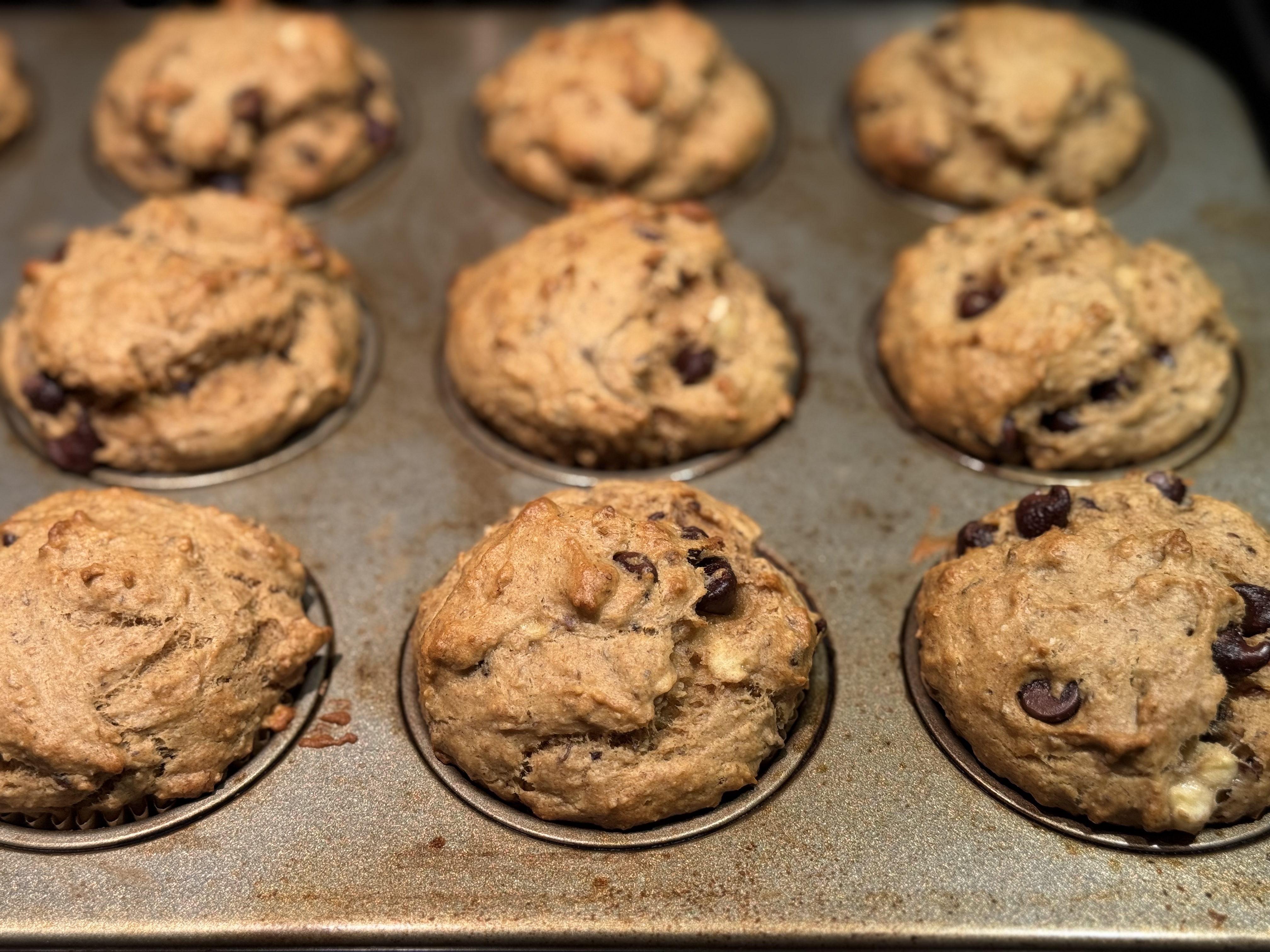 Muffins de Desayuno de Plátano y Chispas de Chocolate