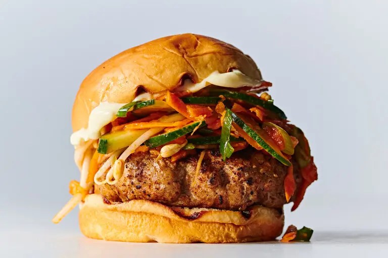 Gochujang Burger with Spicy Slaw