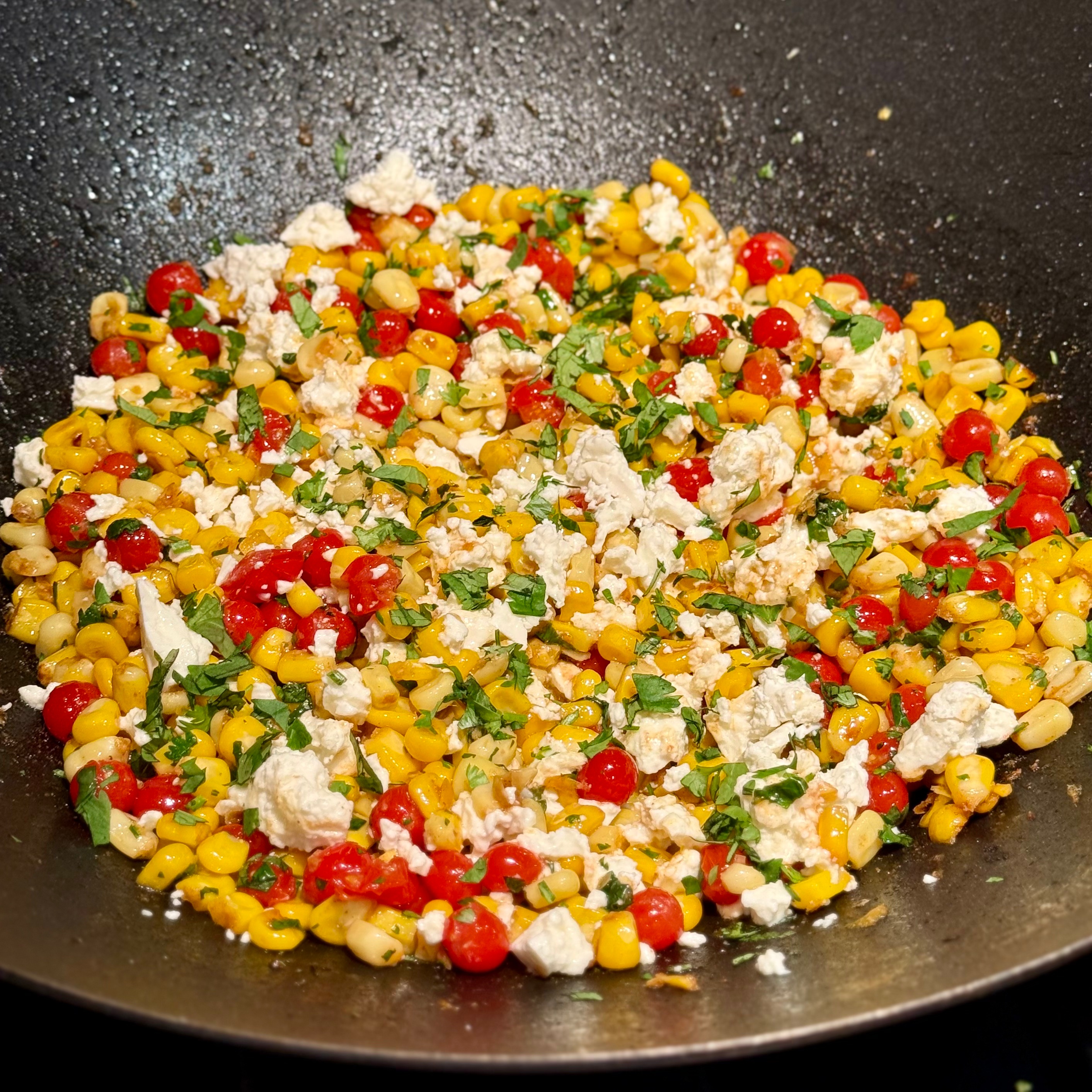 Street Corn with Tomato and Feta
